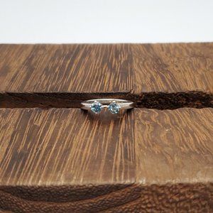 Size 5 925 Sterling Silver Double Blue Topaz Abstract Style Ring